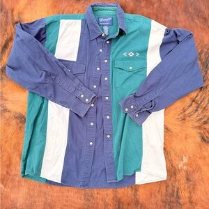 Wrangler Men's Navy and Teal Casual Shirt